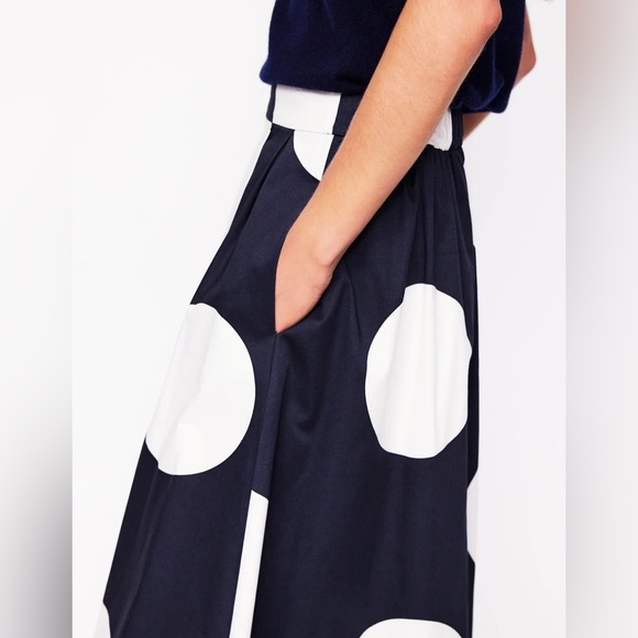BODEN Isabella Cotten Sateen Skirt - Navy Spots, Size US 14 - Picture 5 of 9
